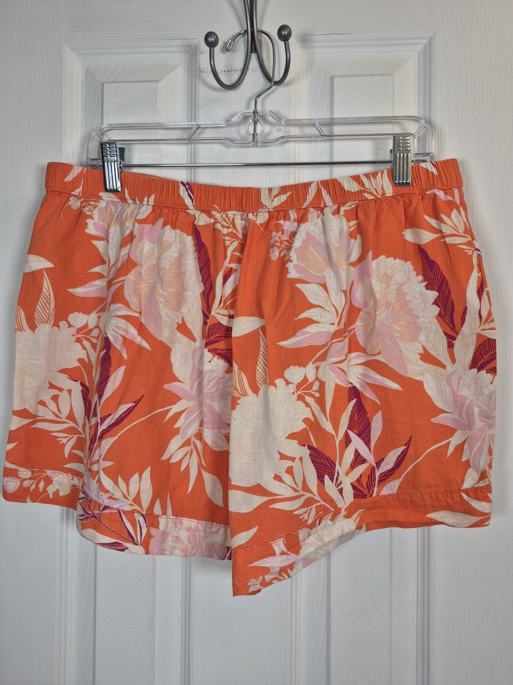 Cynthia Rowley Linen Blend Tropical Floral Pajama Short Set Orange Size Large - Picture 5 of 9
